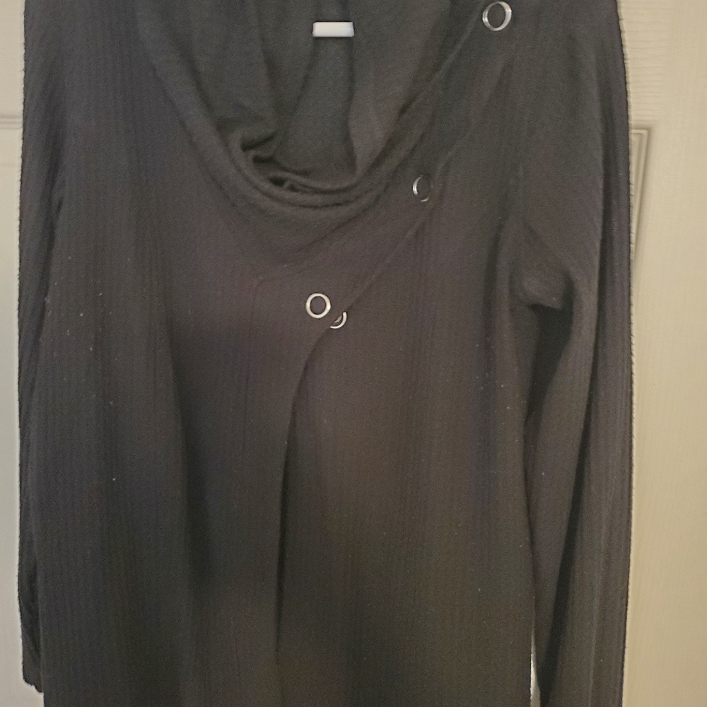 Open-front swoop-neck shirt